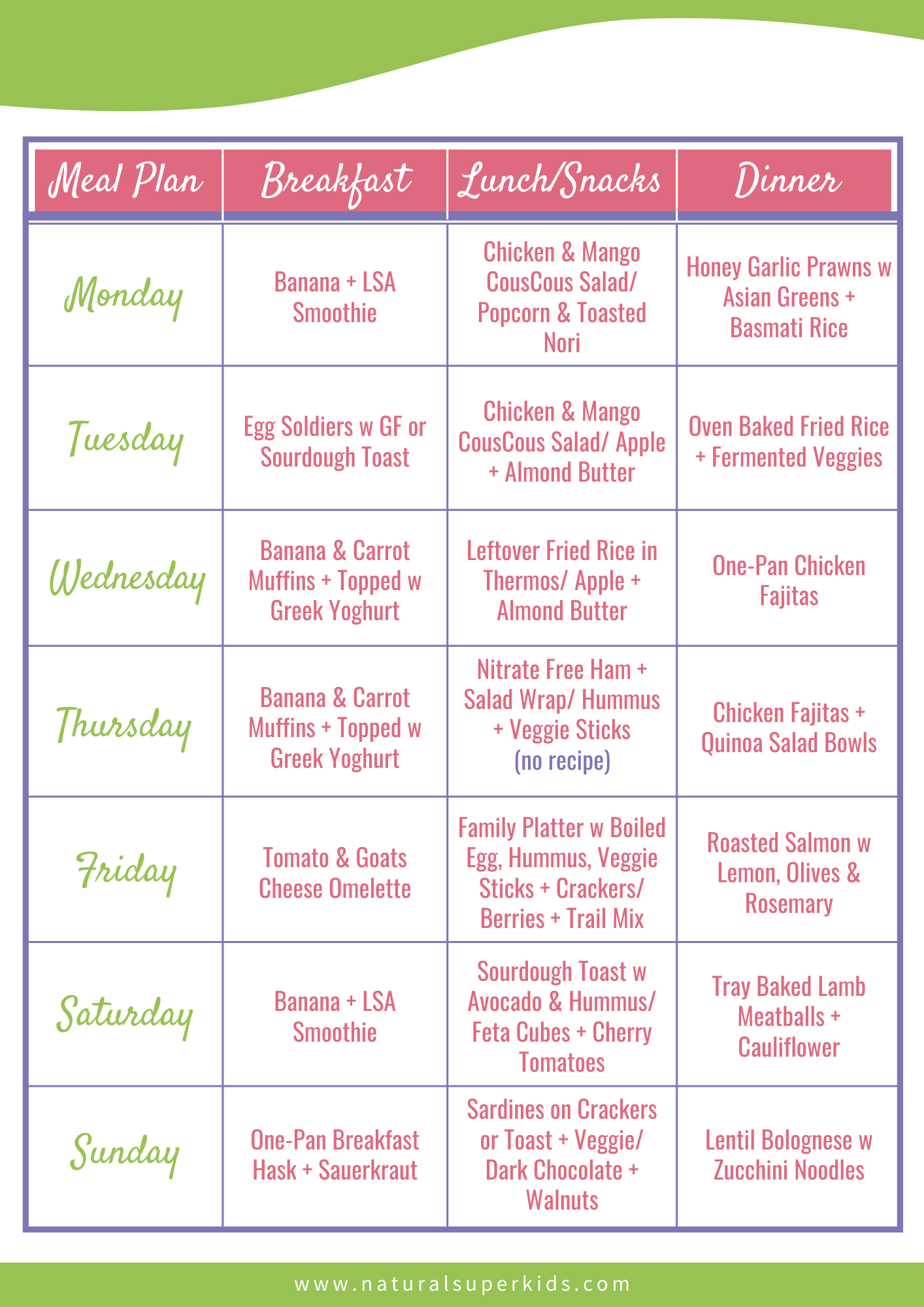 Healthy Family Meal Plan 18