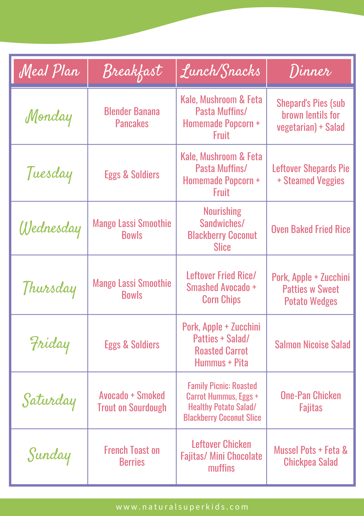Healthy Family Meal Plan 21