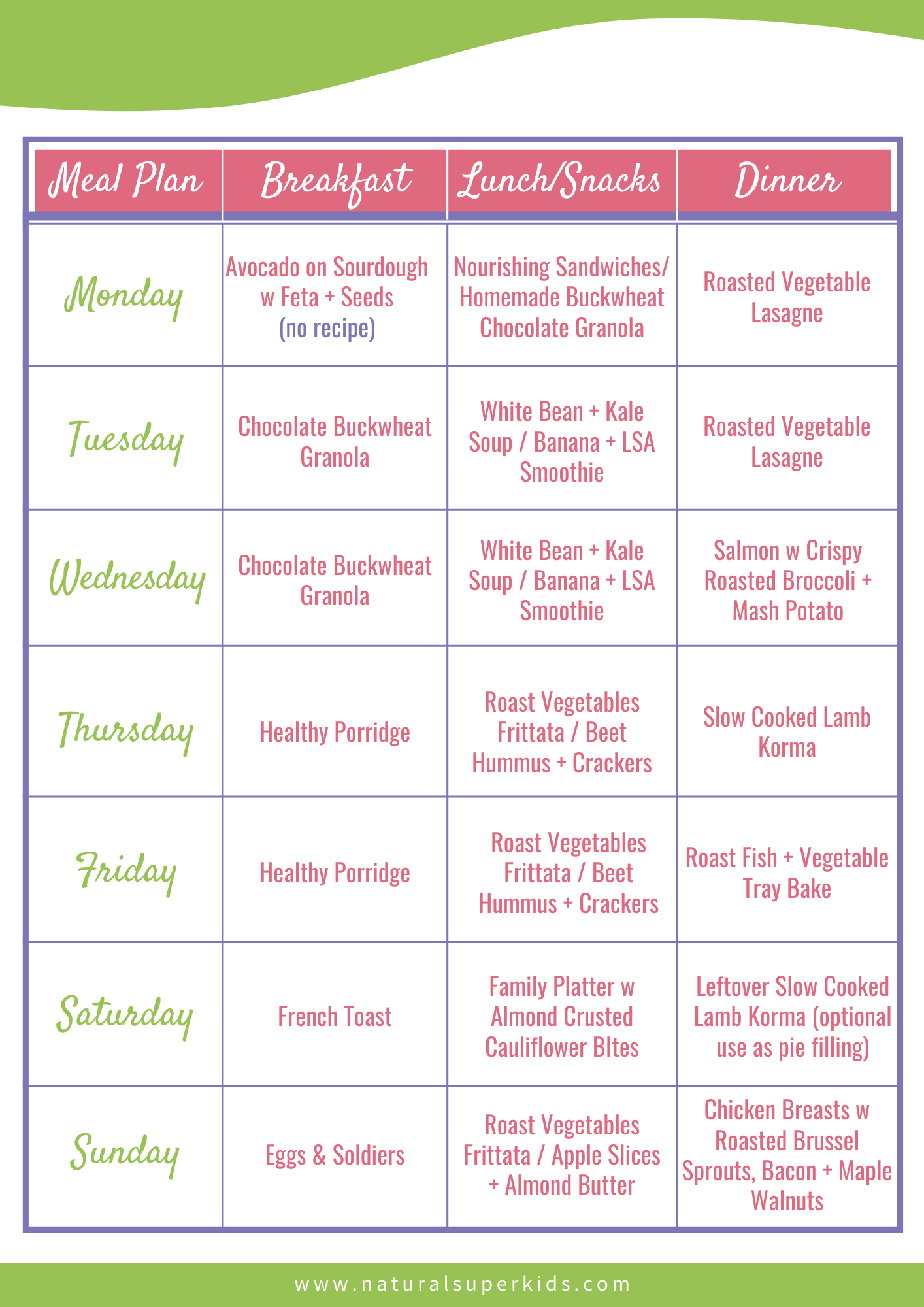 Healthy Family Meal Plan 26
